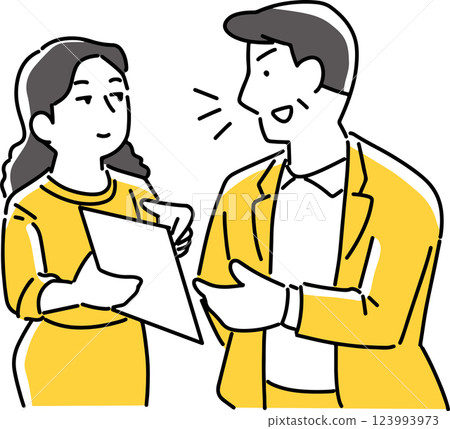男人和女人查看文件並進行諮詢 123993973