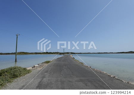 A straight seaside road A straight seaside road 123994214