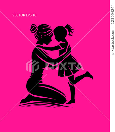 Mother and Daughter Loving Moment Silhouette Vector Mother and Daughter Loving Moment Silhouette Vector 123994244