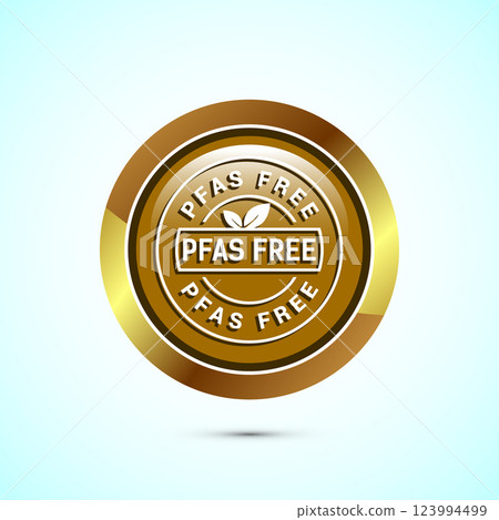 PFAS free icon design illustration, PFAS free label, badge. Proper nutrition. Button design  123994499