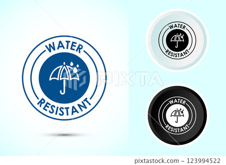 Water resistant icon design illustration, Waterproof sign, liquid proof protection. Color black and white 123994522