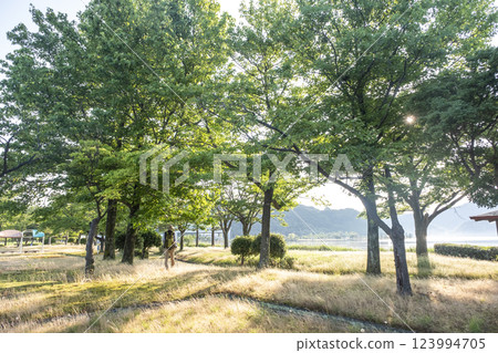 Lakeside promenade Togo Pond 123994705
