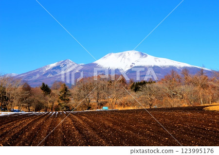 Snow-capped Mt. Asama in February Mountains of Shinshu Scenery in Shinshu Snow-capped Mt. Asama in February Mountains of Shinshu Scenery in Shinshu 123995176