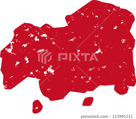 「廣島」地圖上的紅色郵票，向量插圖 123995211
