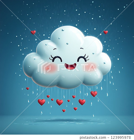 A cloud raining hearts 123995978