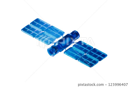 Artificial satellite with dark neon light effect, 123996407