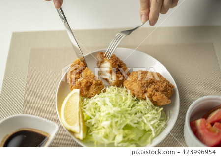 scallop fry fork and knife scallop fry fork and knife 123996954