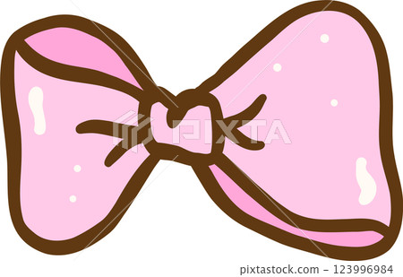 Cute Pink Bow Tie Hand Drawn 123996984