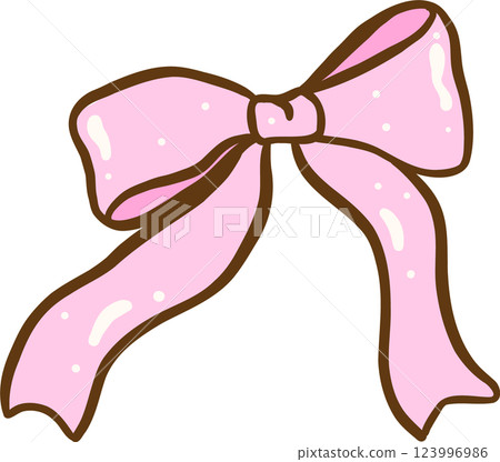 Cute Pink Ribbon Bow Hand Drawn Cute Pink Ribbon Bow Hand Drawn 123996986