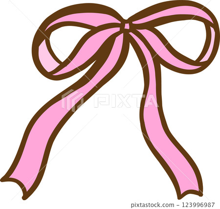 Cute Pink Ribbon Bow Hand Drawn Decorative Cute Pink Ribbon Bow Hand Drawn Decorative 123996987