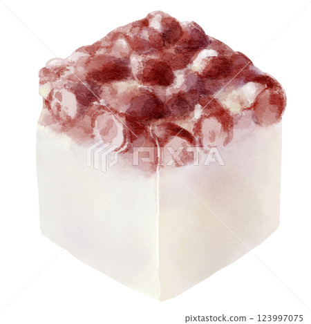 Watercolor illustration of Japanese confectionery Minazuki (white, square) Watercolor illustration of Japanese confectionery Minazuki (white, square) 123997075