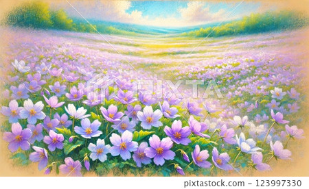 紫羅蘭田（粉彩畫） 123997330