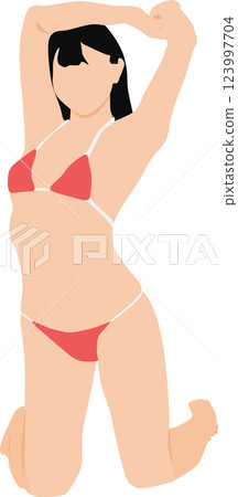 身穿泳衣的女子擺姿勢的插圖 身穿泳衣的女子擺姿勢的插圖 123997704