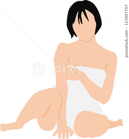進入溫泉的婦女的例證 123997707