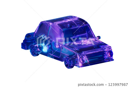 A car with dark neon light effect, 3d rendering. 123997987