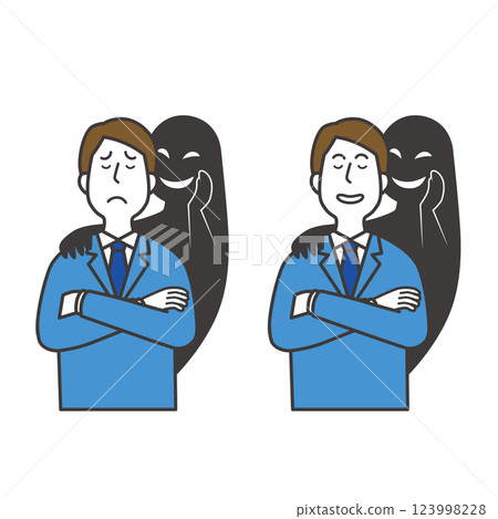 A man whispered to by evil thoughts 123998228