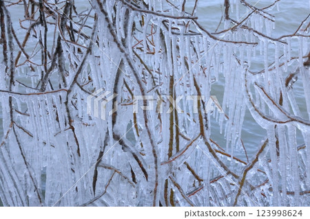Lake Biwa and Spray Ice Lake Biwa and Spray Ice 123998624
