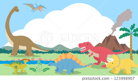 恐龍時代場景框架，景觀 123998907