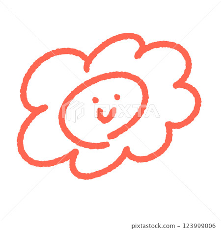 手繪可愛微笑花丸標記，朱紅色 123999006