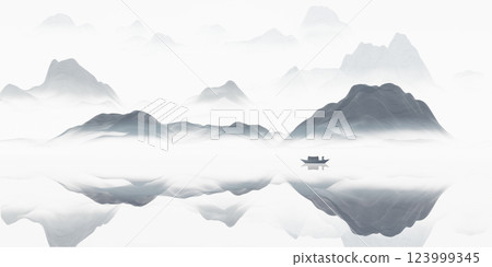 lake, reflection, hills 123999345