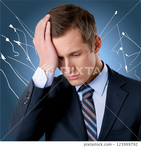 後悔的商人插圖 123999792