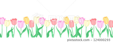 Vector illustration of a pastel colored tulip field 124000293