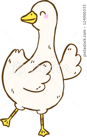 Cute Silly Goose Happy Dancing Bump Cartoon Hand Drawn Doodle Cute Silly Goose Happy Dancing Bump Cartoon Hand Drawn Doodle 124000333