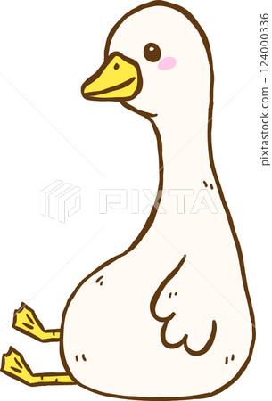 Cute Silly Goose Sitting Fat Cartoon Hand Drawn Doodle Cute Silly Goose Sitting Fat Cartoon Hand Drawn Doodle 124000336