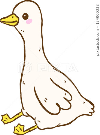 Cute Silly Goose Funny Sitting Cartoon Hand Drawn Doodle Cute Silly Goose Funny Sitting Cartoon Hand Drawn Doodle 124000338