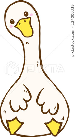 Cute Silly Goose Front sitting Cartoon Hand Drawn Doodle Cute Silly Goose Front sitting Cartoon Hand Drawn Doodle 124000339