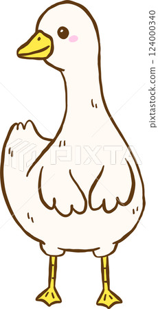 Cute Silly Goose Standing Cartoon Hand Drawn Doodle 124000340