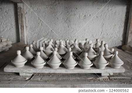 Morocco, Fez, Medina (old town), Tajine pot, Fez pottery workshop Morocco, Fez, Medina (old town), Tajine pot, Fez pottery workshop 124000562