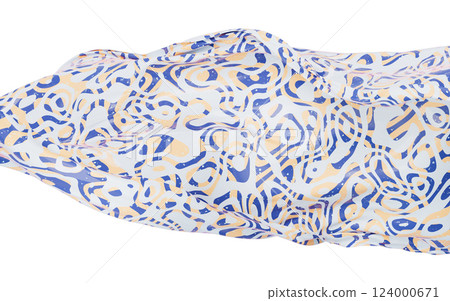 Flowing cloth with abstract wave pattern, 3d Flowing cloth with abstract wave pattern, 3d 124000671