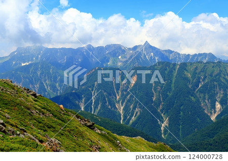 從上念山欣賞夏季的北阿爾卑斯山 124000728