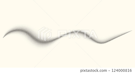 Dotwork wave pattern vector background. Black grunge noise stipple dots hills. Sand grain effect. Black dots grunge wave banner. Abstract shape noise dotwork pattern. Stochastic dotted hills vector 124000816