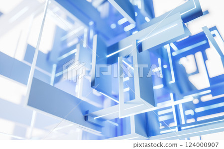 Abstract geometry line structure, 3d rendering. 124000907