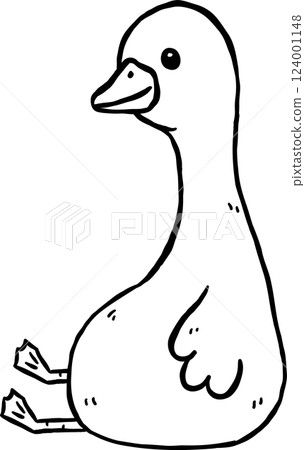 Cute Silly Goose Outline Sitting Fat Cartoon Hand Drawn Doodle Cute Silly Goose Outline Sitting Fat Cartoon Hand Drawn Doodle 124001148