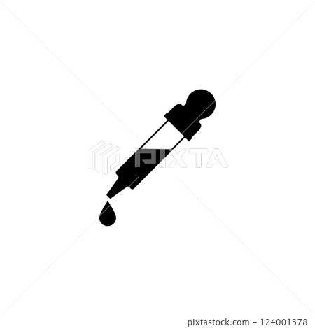 Pipette dropper icon with a drop. Vector illustration and icon on white background. 124001378