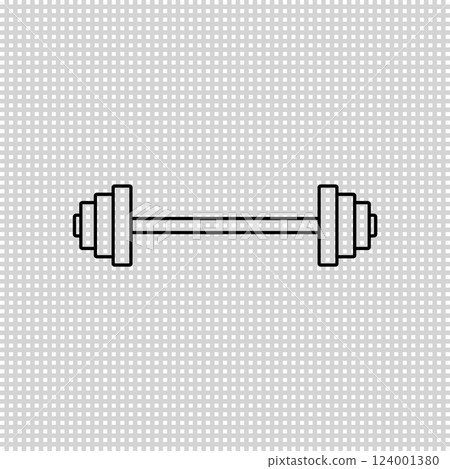 Long barbell transparent icon. Isolated vector outline illustration. Long barbell transparent icon. Isolated vector outline illustration. 124001380