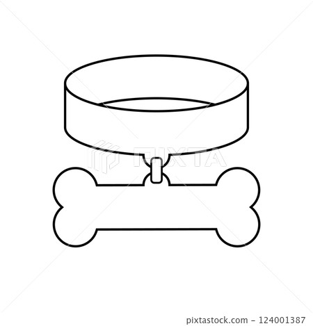 Dog collar with big bone. Vector illustration on white background. 124001387