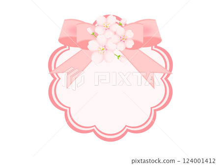 Cherry blossom and ribbon illustration Cherry blossom and ribbon illustration 124001412