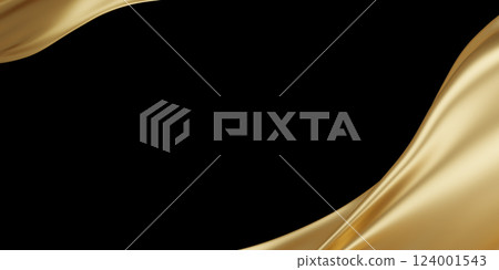 Gold luxury fabric isolated on black background with copy space 3d render 124001543