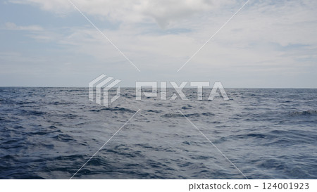 side view from boat in Indian ocean sailing between Seychelles islands in daytime side view from boat in Indian ocean sailing between Seychelles islands in daytime 124001923