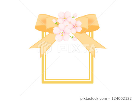 Cherry blossom and ribbon illustration Cherry blossom and ribbon illustration 124002122
