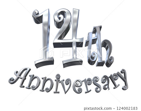 3DCG letters "14th Anniversary/14th Anniversary mark glitter" Silver, Silver 3DCG letters "14th Anniversary/14th Anniversary mark glitter" Silver, Silver 124002183