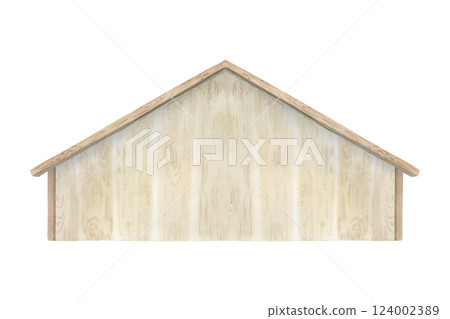 Simple wooden chicken coop watercolor illustration isolated on white background. Minimalist henhouse for poultry yard and farm designs 124002389