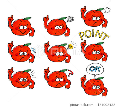 Mandarin orange character set Mandarin orange character set 124002482