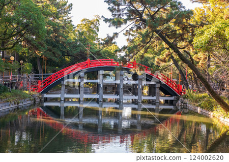 Drum Bridge arch or Sori Bashi at Sumiyoshi Taisha Shrine, Osaka 124002620