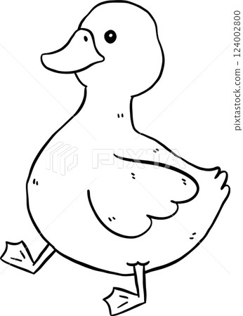 Cute Cartoon Duck Outline Hand Drawn Doodle 124002800