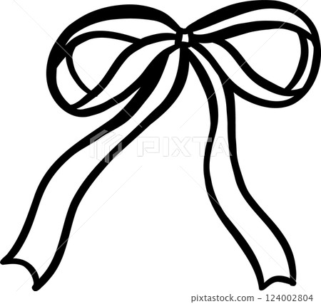 Cute Ribbon Bow Outline Hand Drawn Decorative 124002804